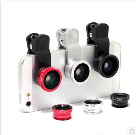 3-in-1 Common Fish Eye Clip-On Lens for Smartphones - Vast Angle and Macro Cellular Telephone Lens for iPhone